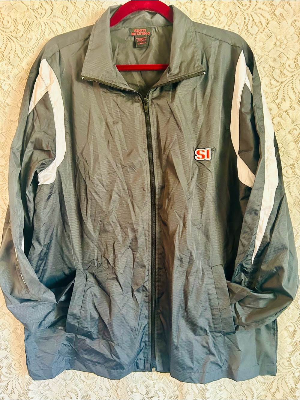 Sports Illustrated SI Gray Full Zip Windbreaker Jacket XL Lightweight Logo